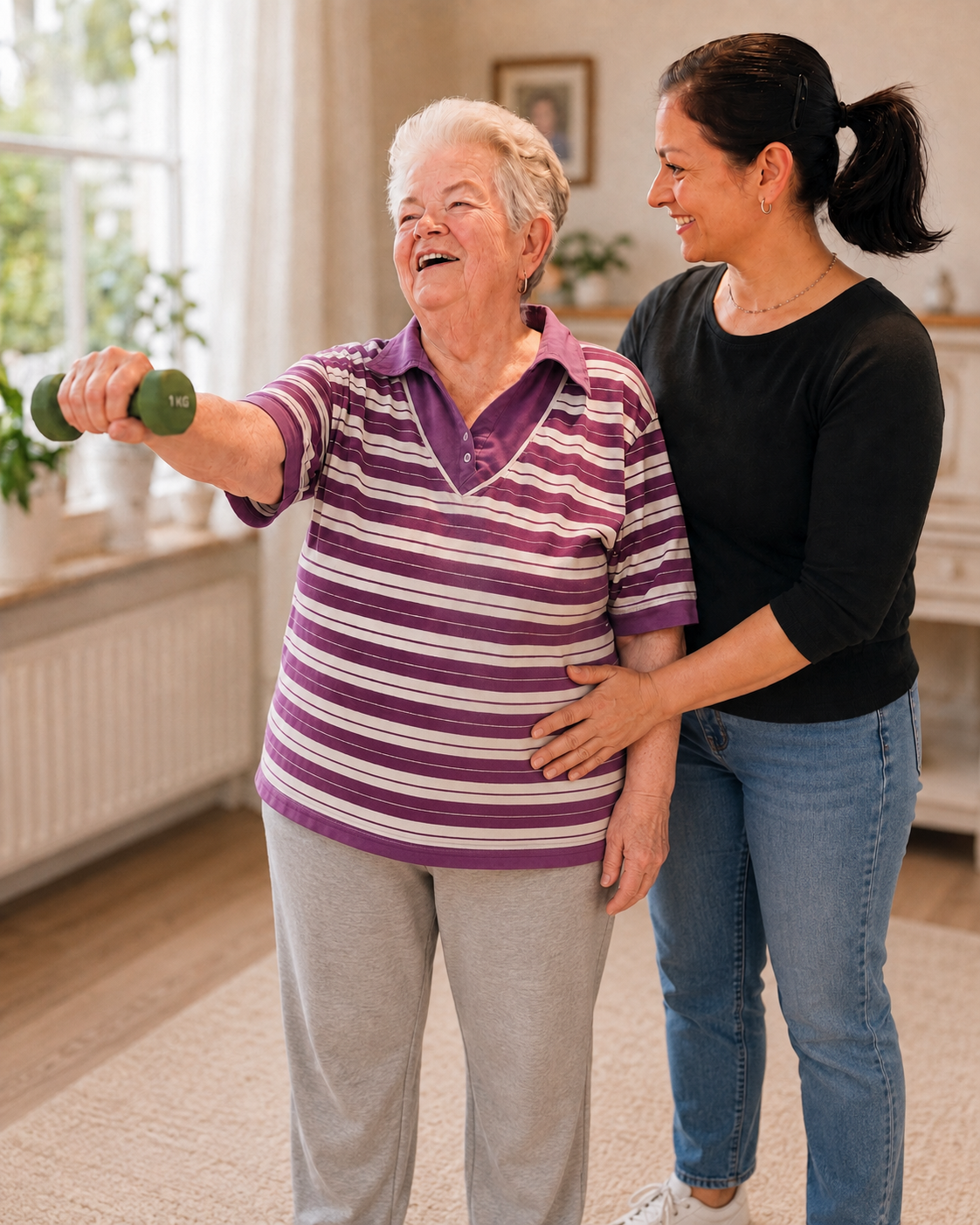 Mobile Ergotherapie mit Bewegungsübung und therapeutischer Begleitung